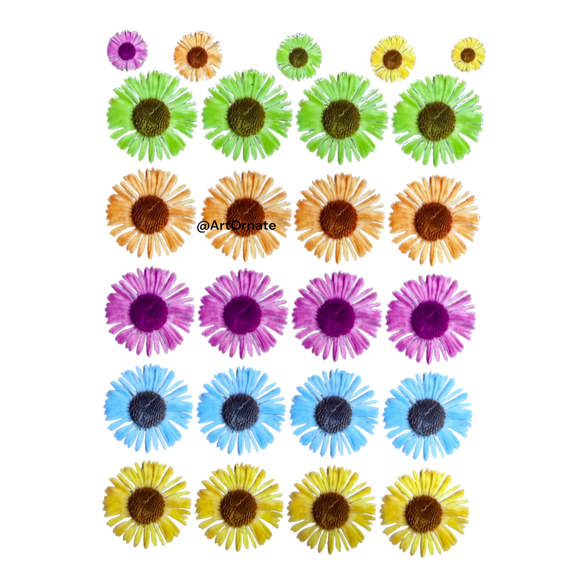 Flower design UV DTF sticker for professional resin finishing, suitable for keychains, jewellery bases and custom gifting collections in India