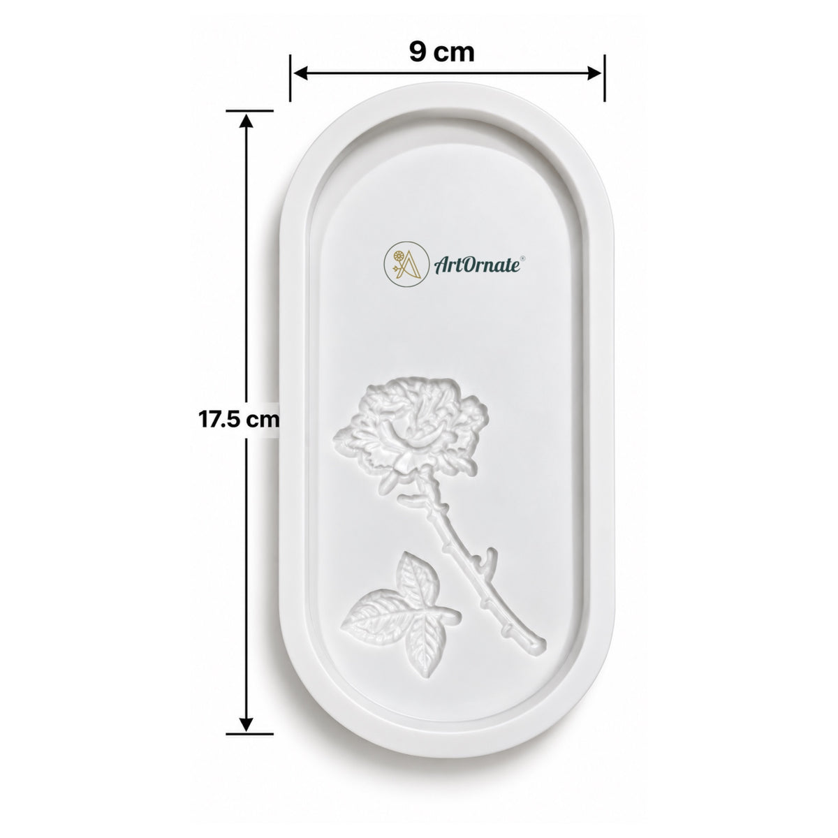 Oval Rose Engraved Concrete Tray
