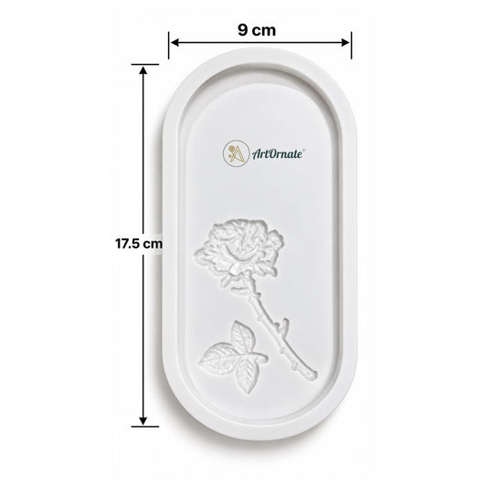 Oval Rose Engraved Concrete Tray