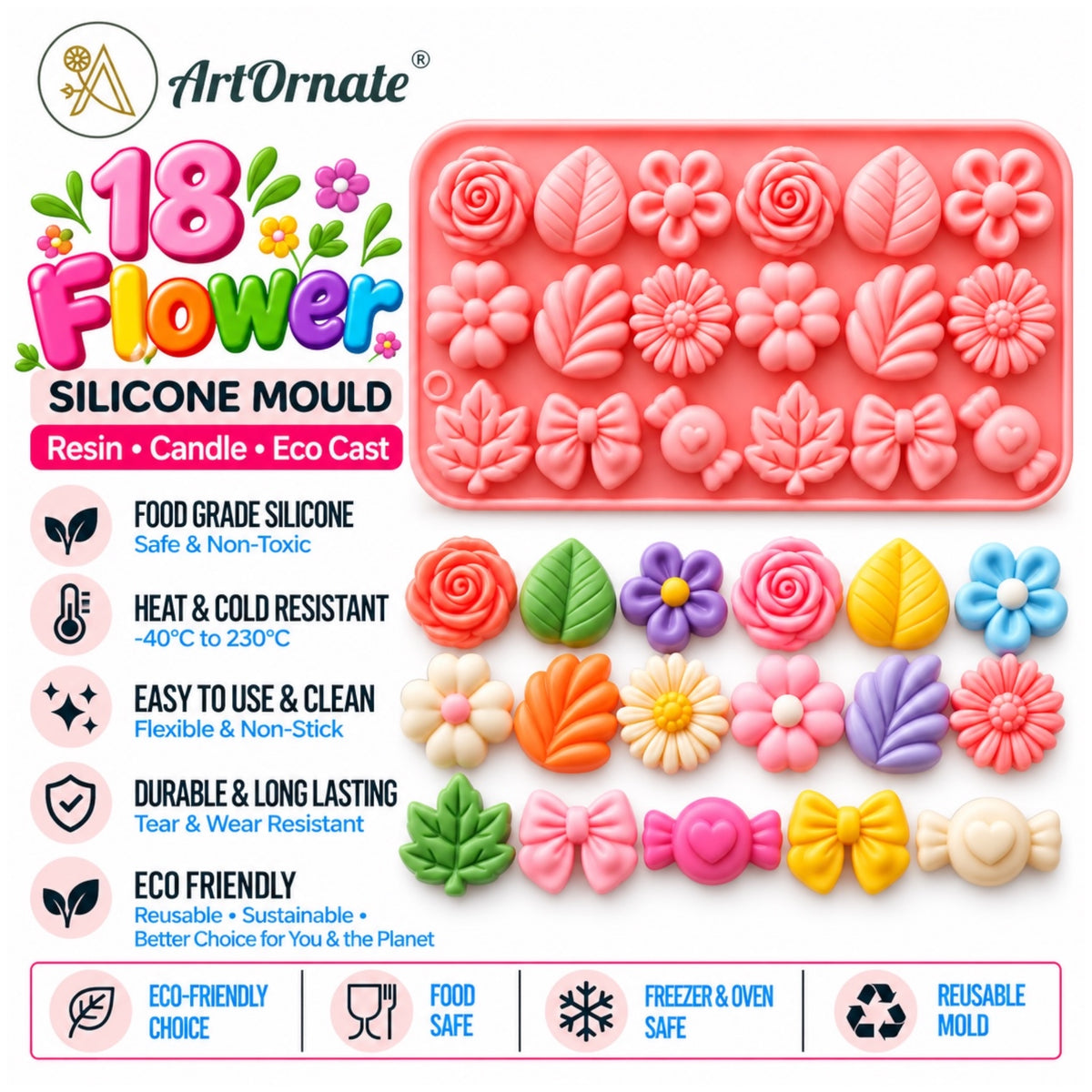 18 Flower Silicone Mould