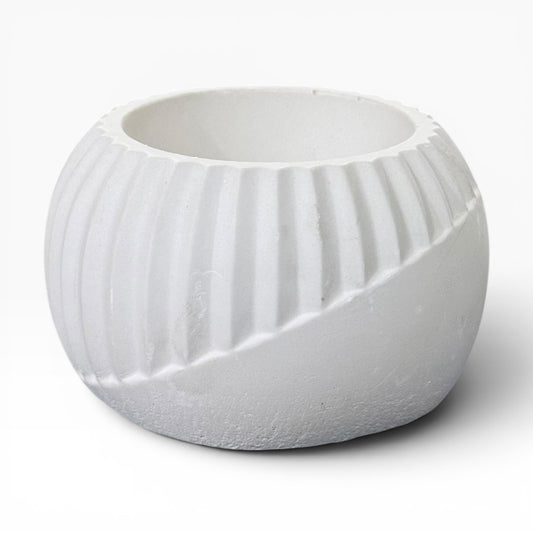 Big Stripped Concrete Candle Jar : A