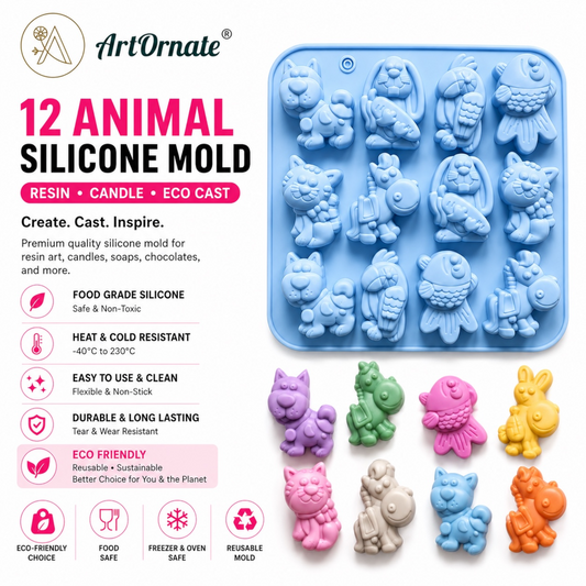 12 Cavity Animal Silicone Mould