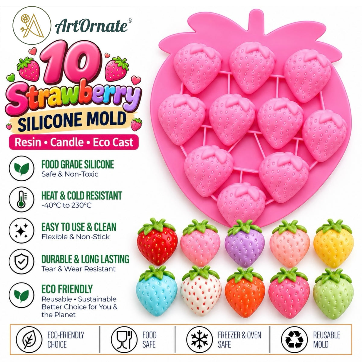 10 Strawberry Silicone Mould