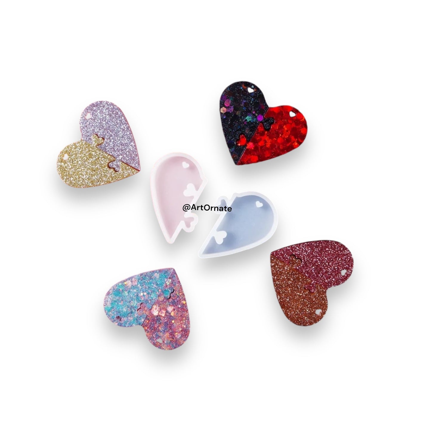 2 PC Heart Pendant  / Keychain  Jewellery Silicone Mould