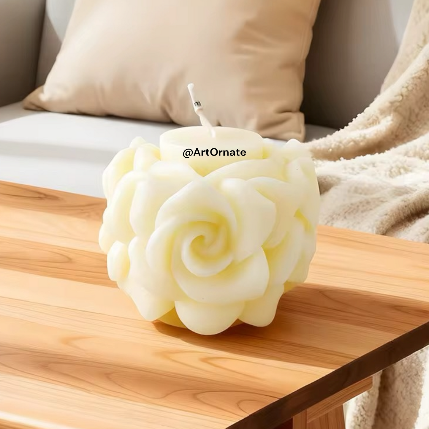 Rose flower candle mould suitable for wax and resin casting, reusable silicone mould for handmade scented candles