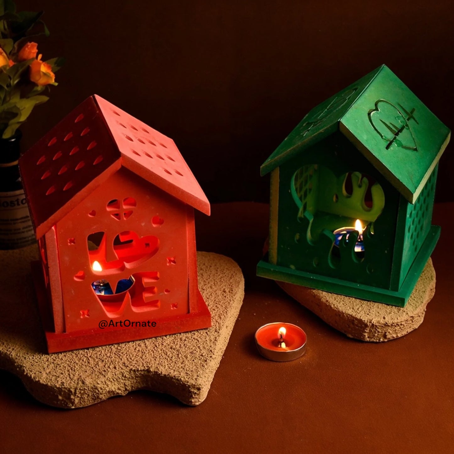 3D Christmas House Tea Light Candle Holder / Candle Stick Silicone Mould (SM1116)