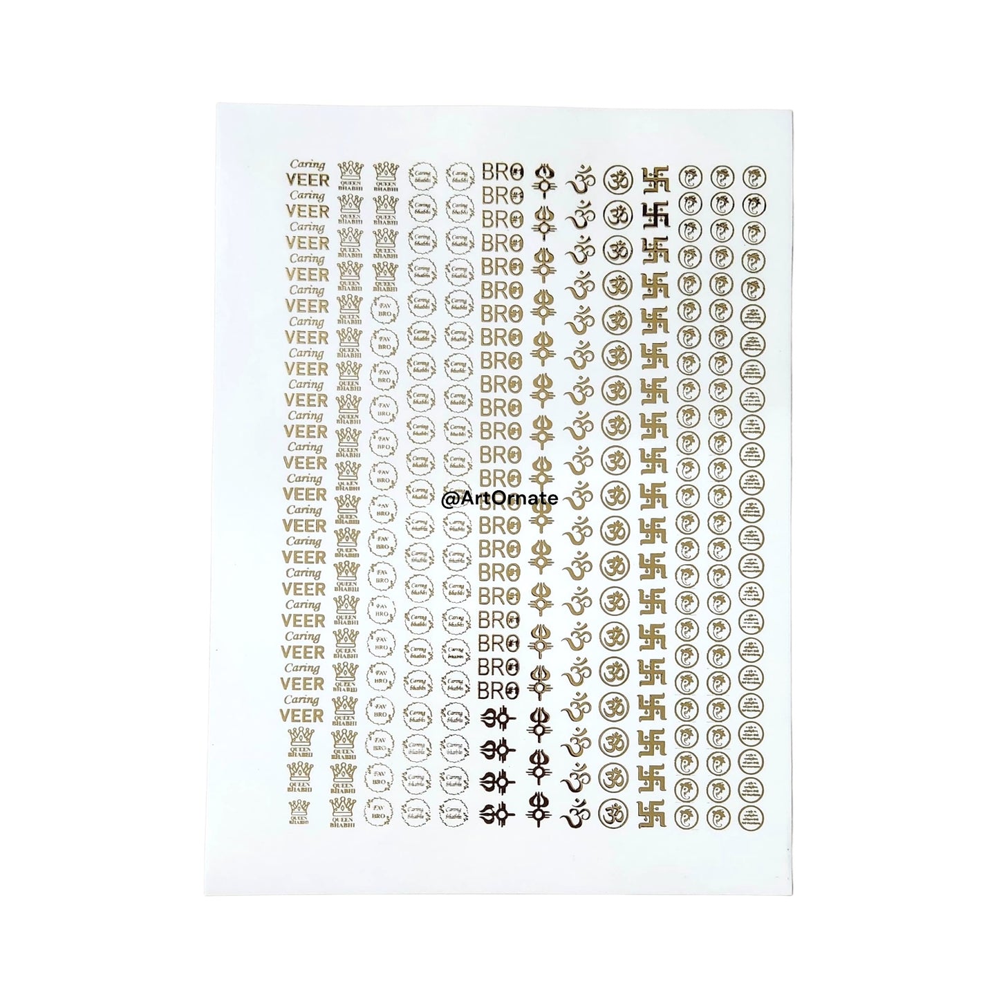 EMBOSSED GOLD METALLIC FOIL STICKER - A4 SHEET (GF49)