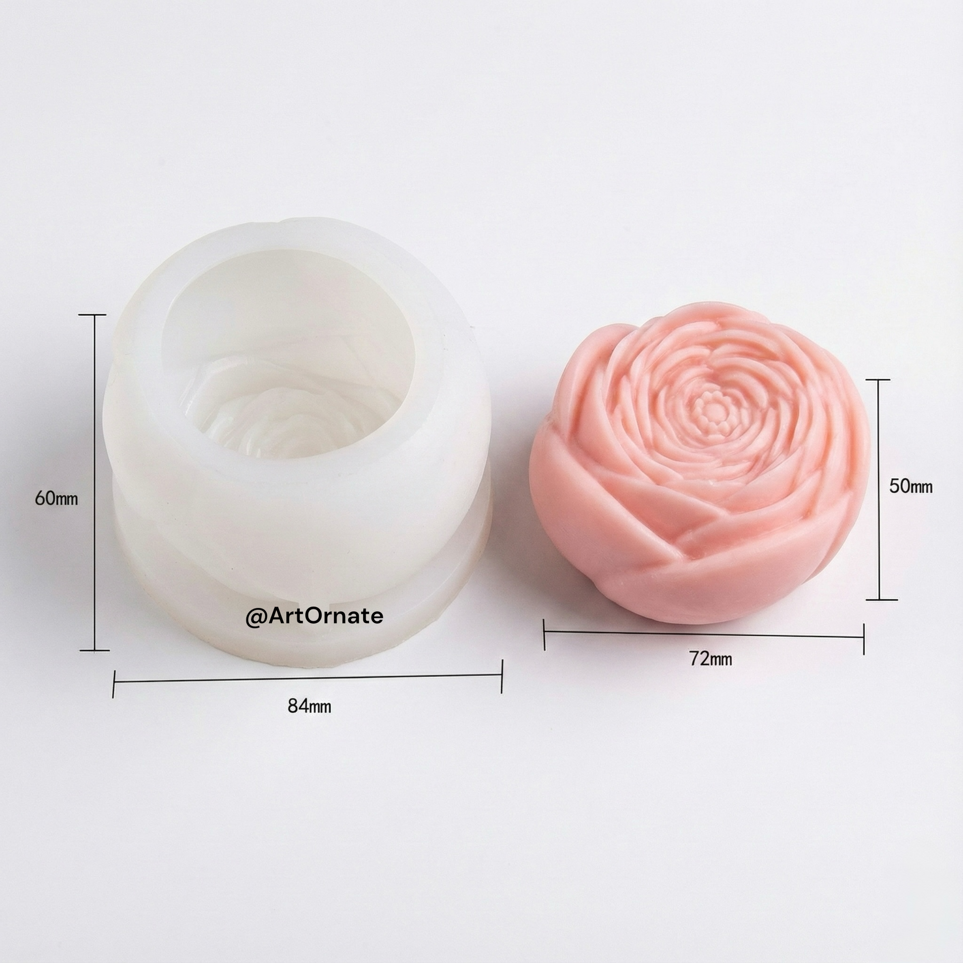 3D peony candle silicone mould for handmade floral candles, premium flexible mould for soy wax, paraffin wax and decorative candle making in India