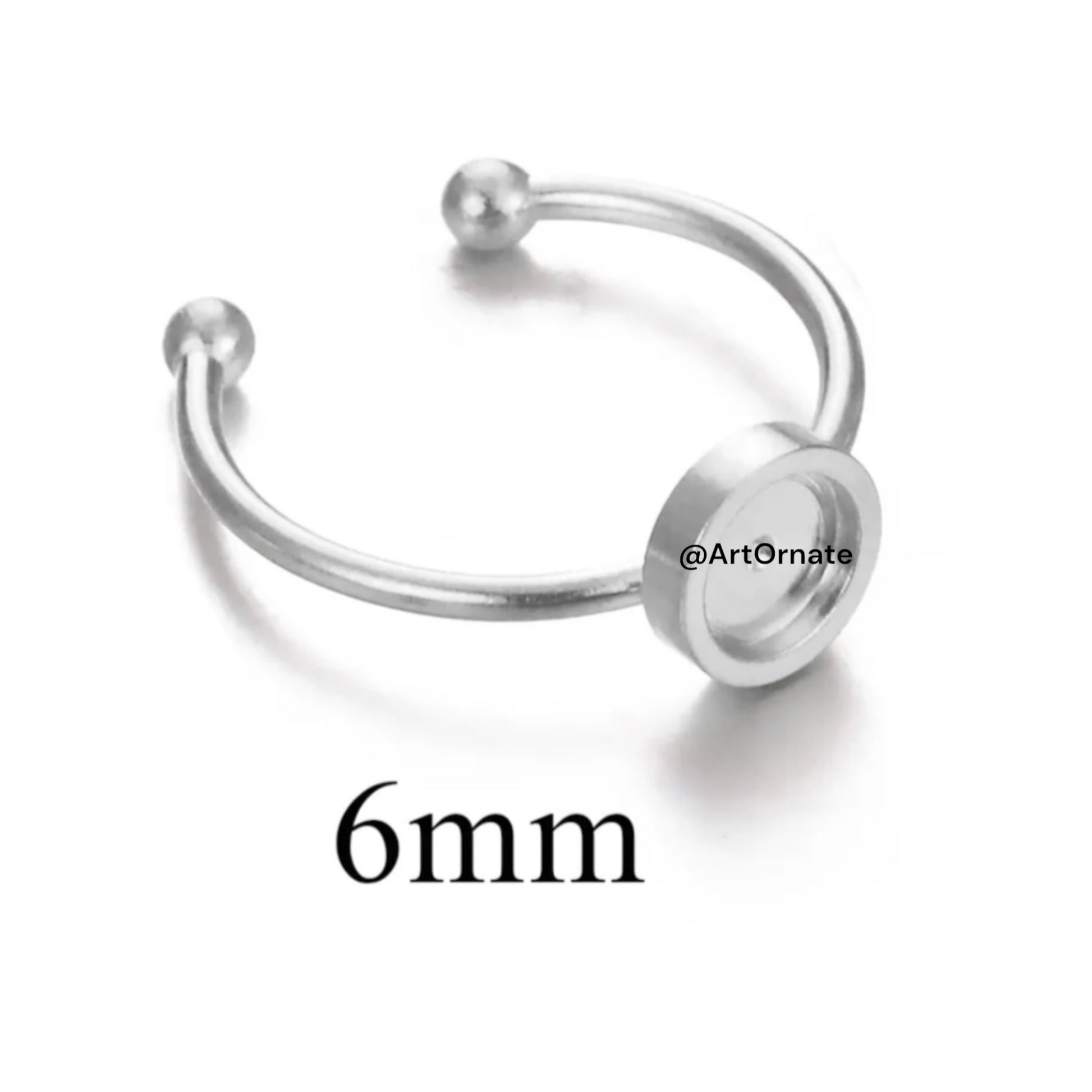 Premium silver ring bezel base for UV resin jewellery in India