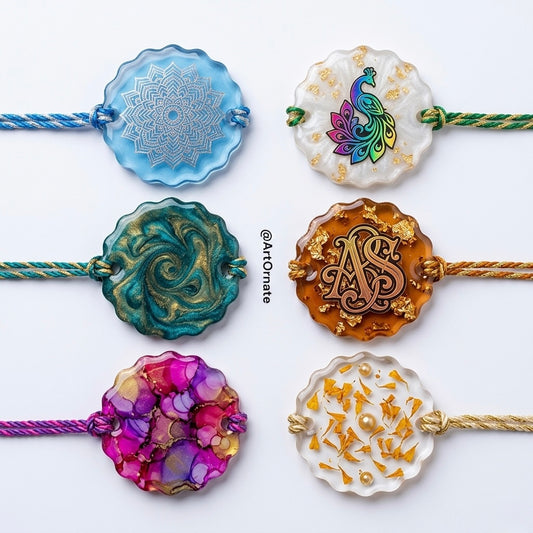 Handmade Rakhi making supplies India UV resin Rakhi moulds raw materials pigments embellishments for resin artists Gujarat Bangalore Jaipur