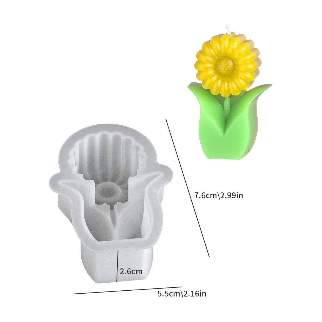 3D Sunflower Plant Silicone Mould for Candle Making, Resin Art, and Concrete Decor