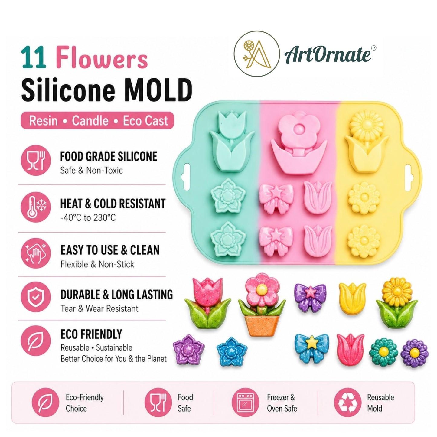 11 Flowers Silicone Mould
