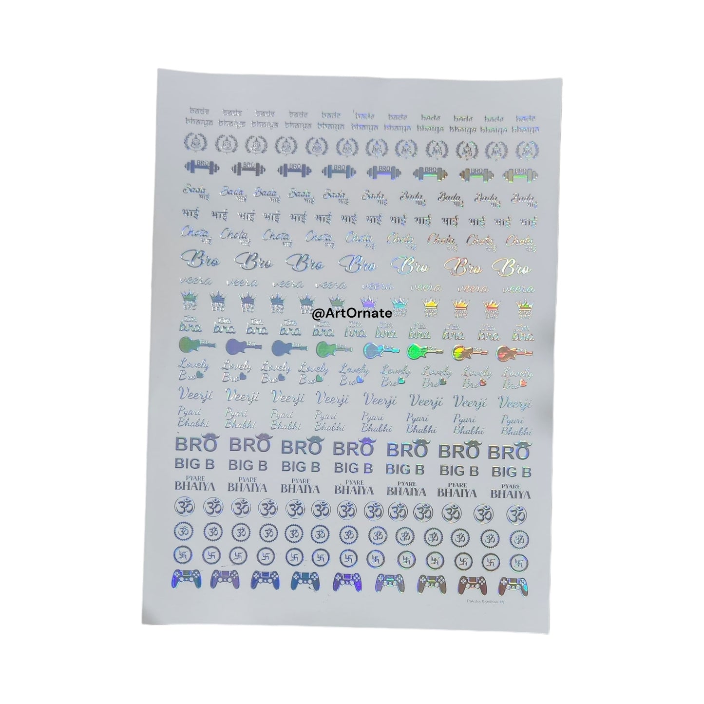 EMBOSSED SIVER HOLOGRAPHIC FOIL STICKER - A4 SHEET (SH09)