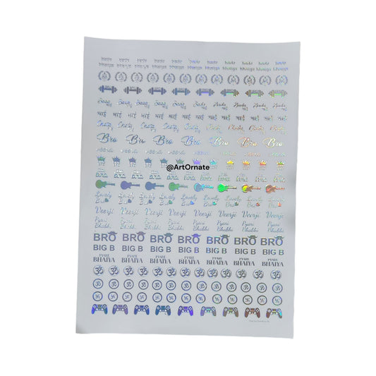 EMBOSSED SIVER HOLOGRAPHIC FOIL STICKER - A4 SHEET (SH09)