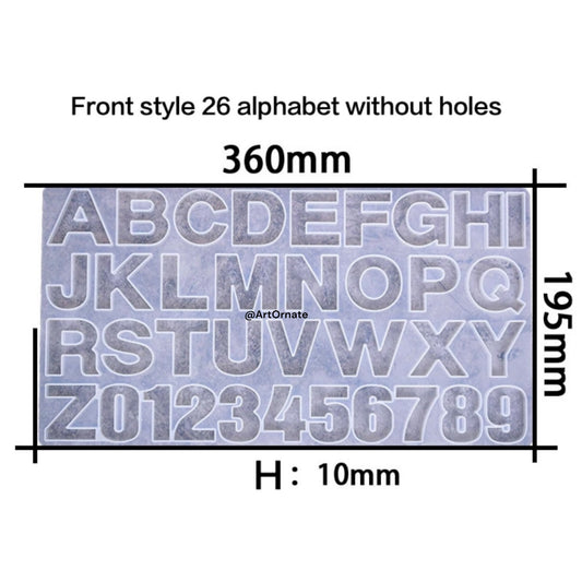 Front Pouring Alphabet Silicone Mould without holes