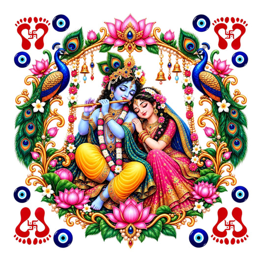 Radha Krishna Round UV DTF Sticker (UV140)