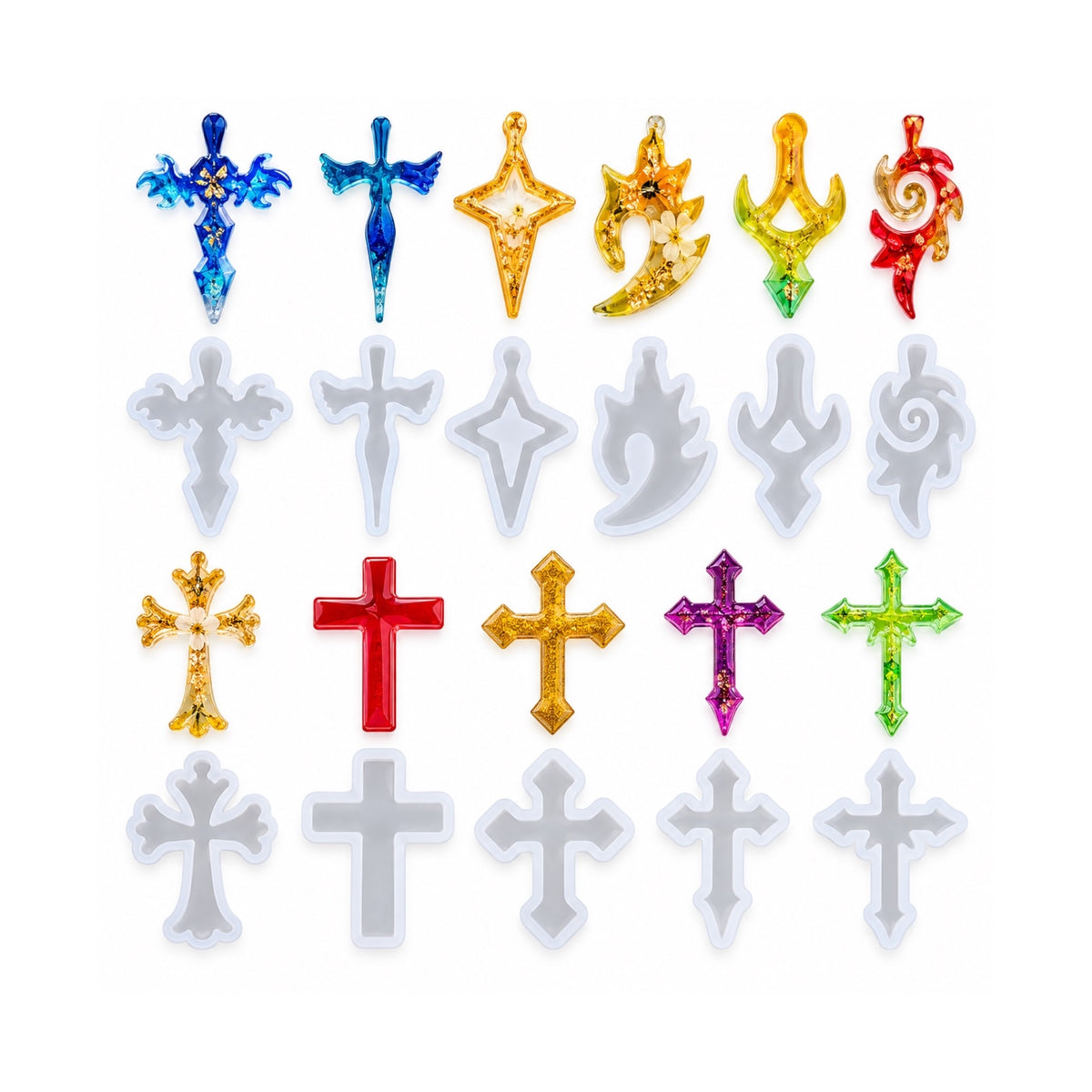 11 in 1 Cross Pendant & Earrings Silicone Mould