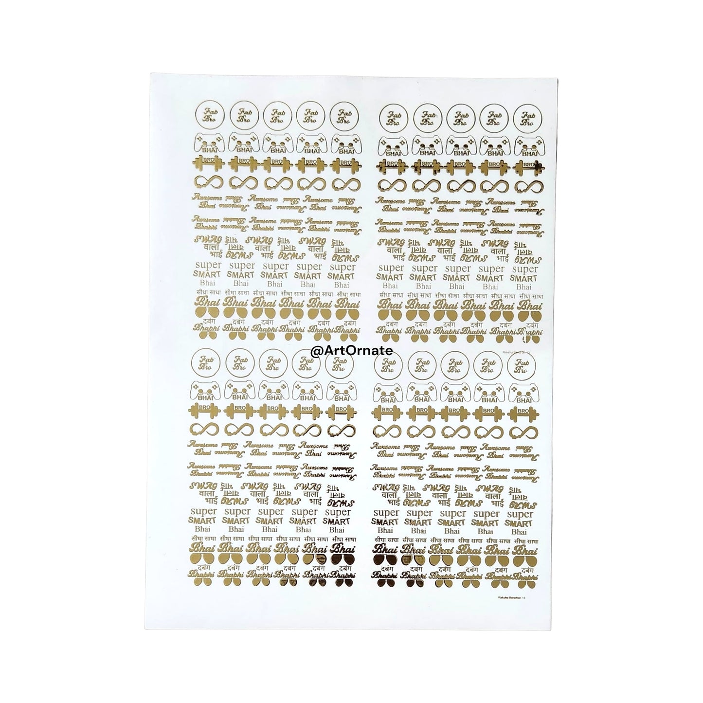 EMBOSSED GOLD METALLIC FOIL STICKER - A4 SHEET (GF48)