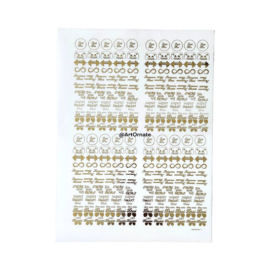 EMBOSSED GOLD METALLIC FOIL STICKER - A4 SHEET (GF48)