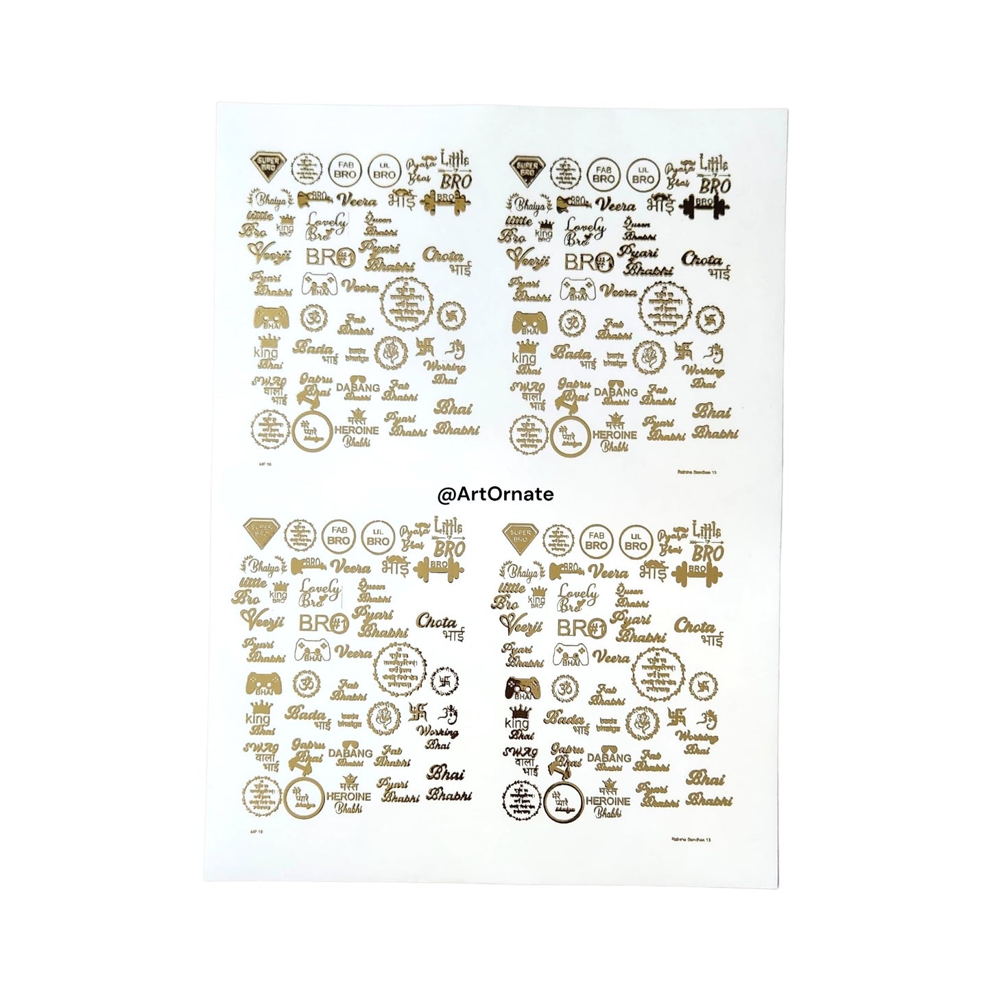 EMBOSSED GOLD METALLIC FOIL STICKER - A4 SHEET (GF46)