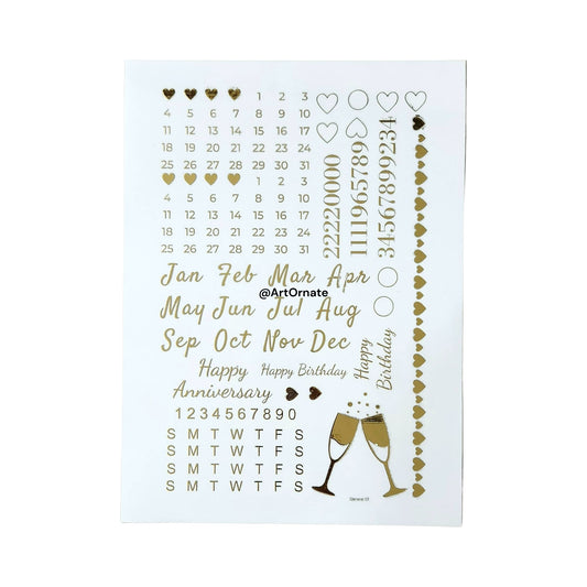 EMBOSSED GOLD METALLIC FOIL STICKER - A4 SHEET (GF19)