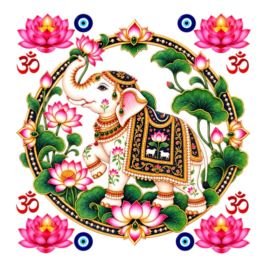 Pichwai Round UV DTF Sticker UV146 for Pooja Thali, photo frame and festive decor