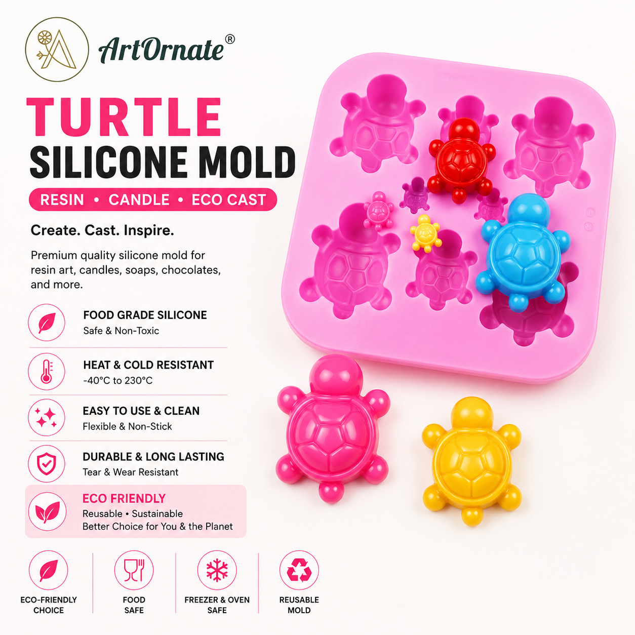 8 Cavities Turtle Silicone Mould