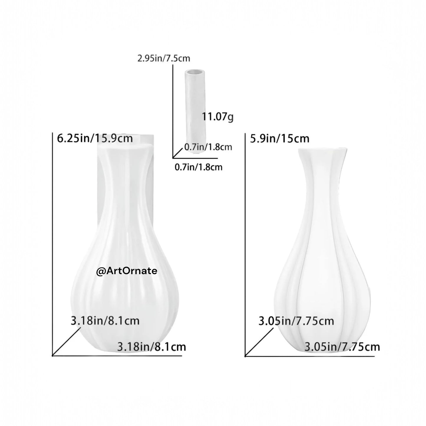 Narrow Neck Flower Vase Silicone Mould (SM1093)