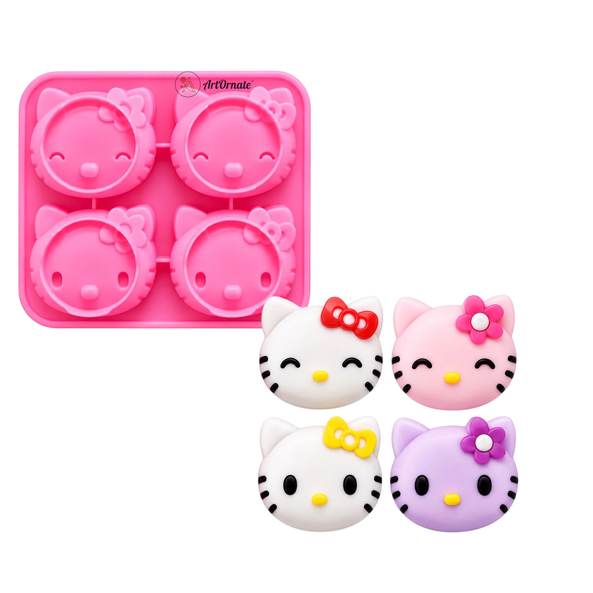 4 Cavity Kitten Silicone Mould