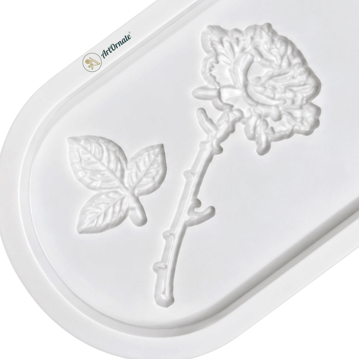 Oval Rose Engraved Concrete Tray