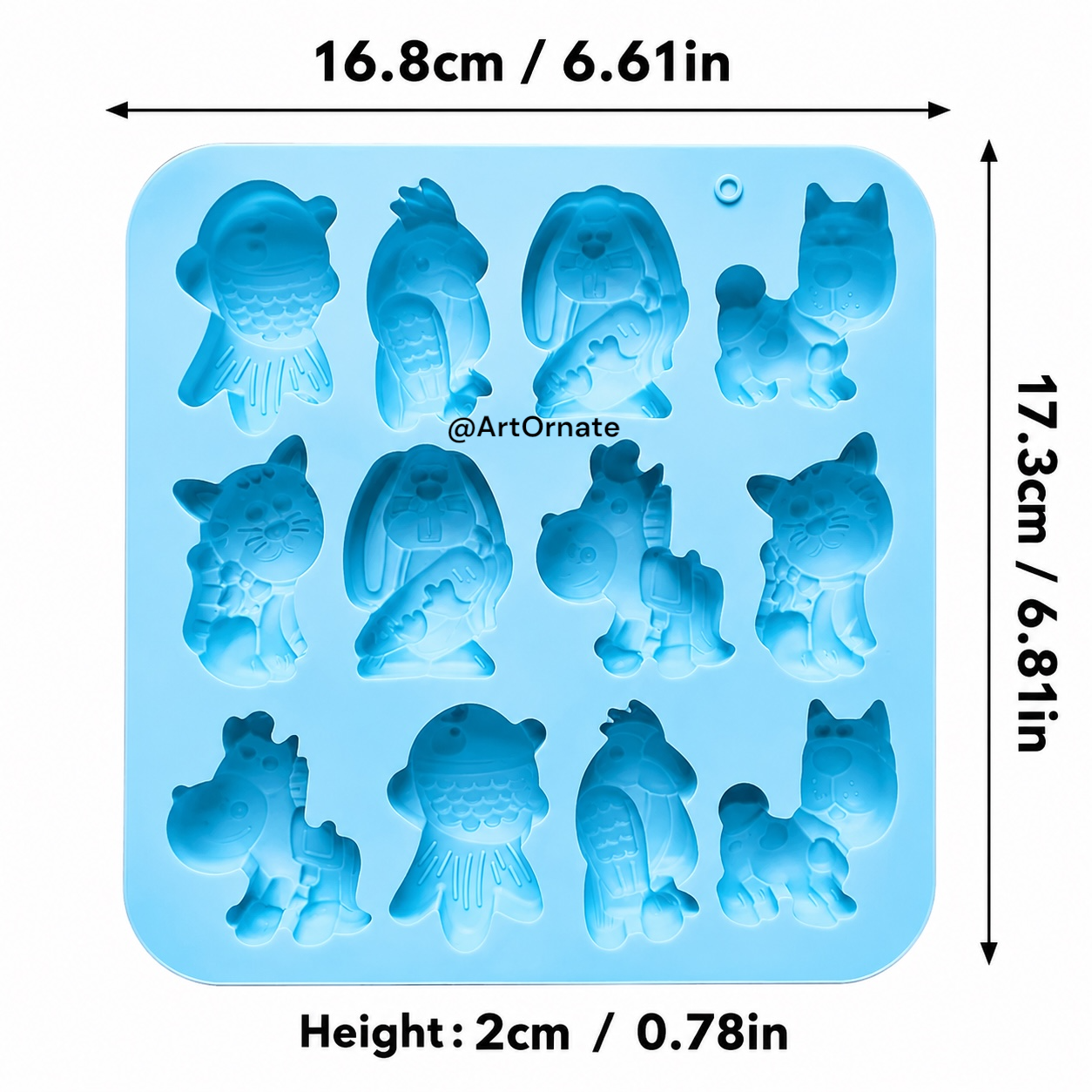 12 Cavity Animal Silicone Mould