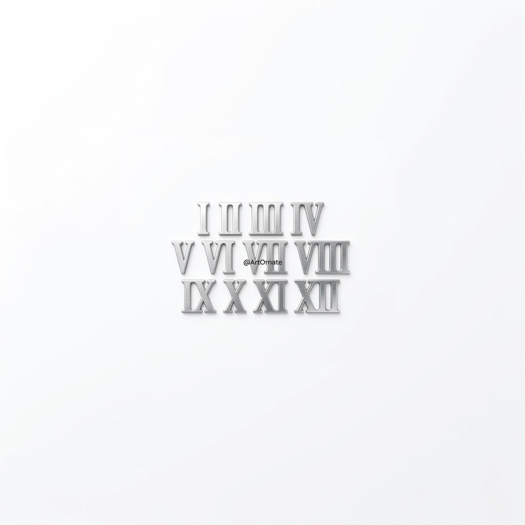 Silver Acrylic Roman Clock Number - Design 3