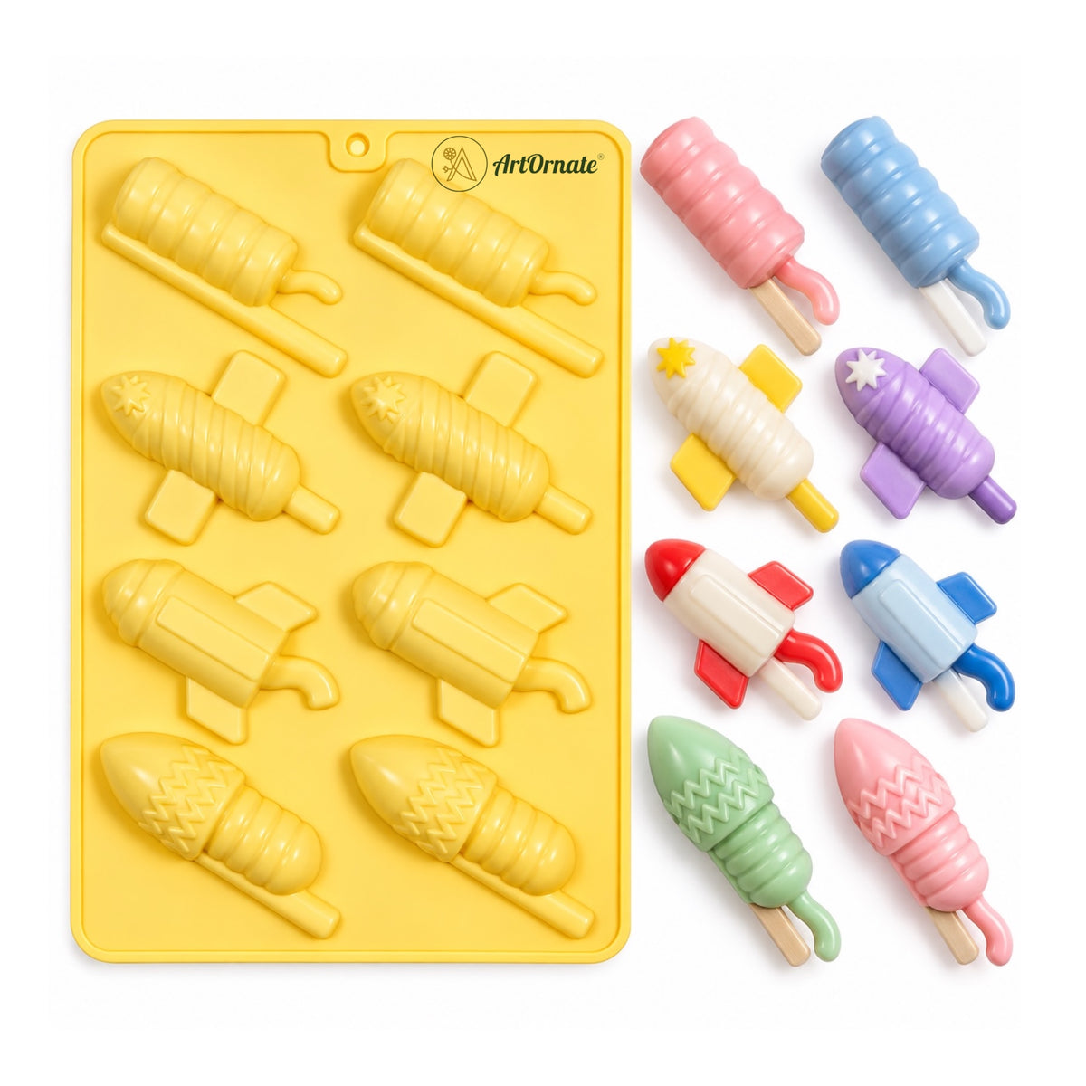 8 cavity rocket mould for Eco Resin kids DIY crafts by ArtOrnate