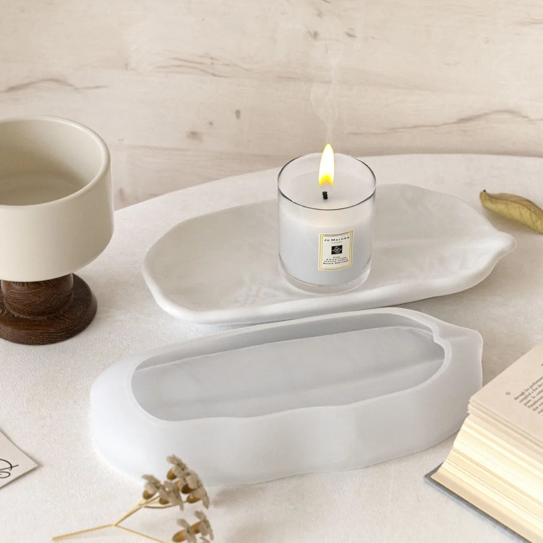 Premium serene leaf tray mould for resin and cement use, smooth finish silicone mould for handmade trays in India