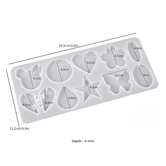 11 cavity pendant and keychain silicone mould for resin art, flexible epoxy resin mould for Indian resin artists