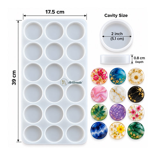 2 inch Round 15 Cavity Silicone Mould