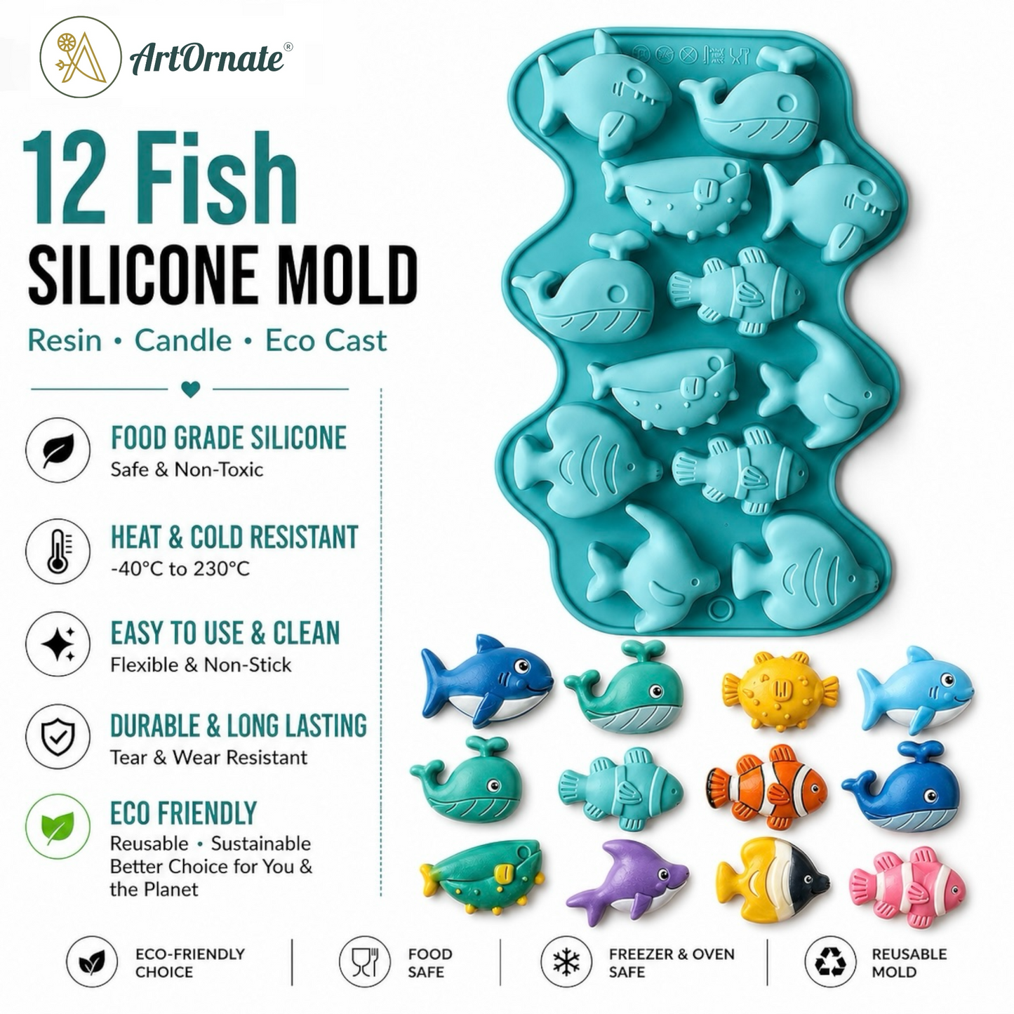 12 Fish Silicone Mould