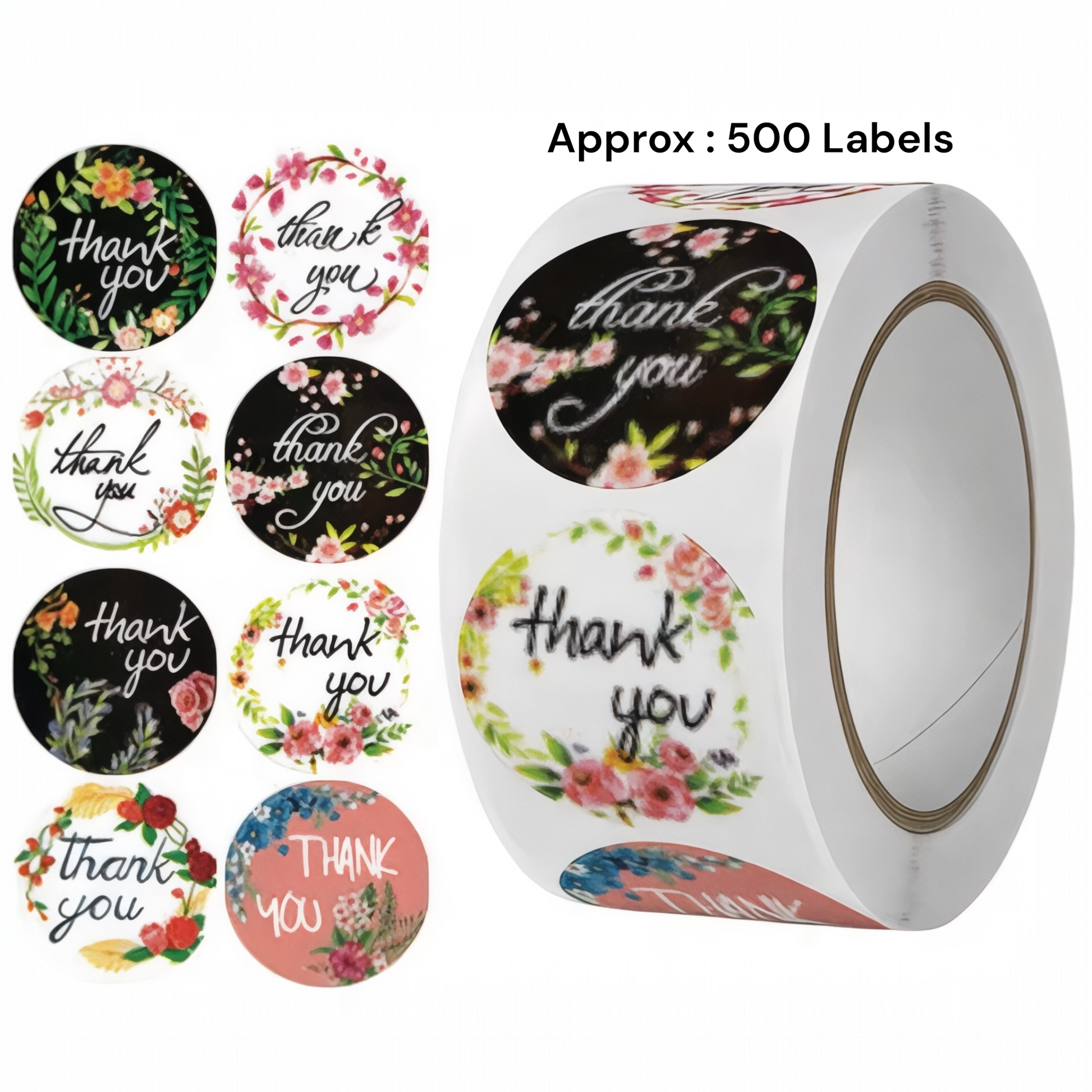Round thank you stickers for candle jars and resin boxes in Surat India artist branding