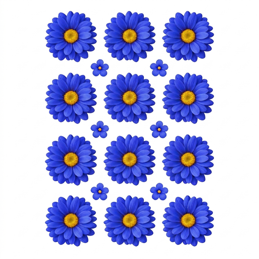 Royal Blue Daisy Flower UV DTF Sticker (UV063)