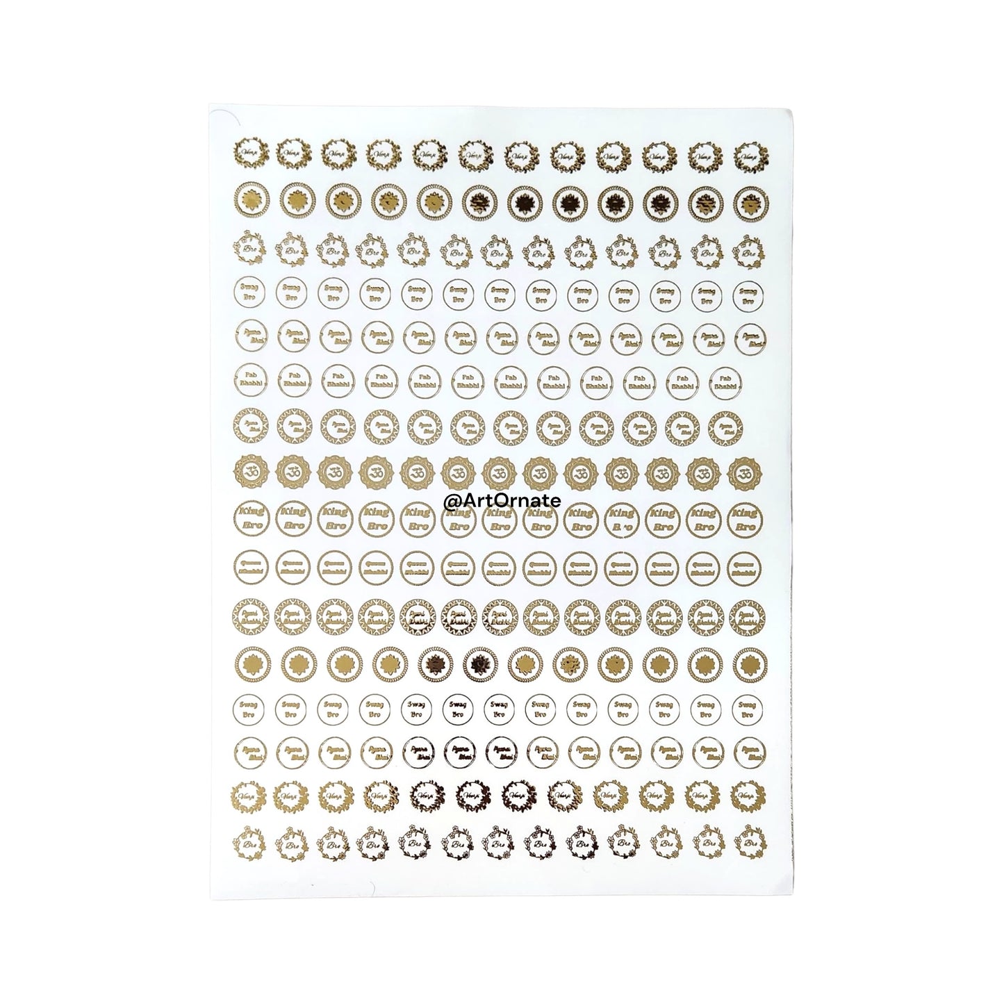 EMBOSSED GOLD METALLIC FOIL STICKER - A4 SHEET (GF50)