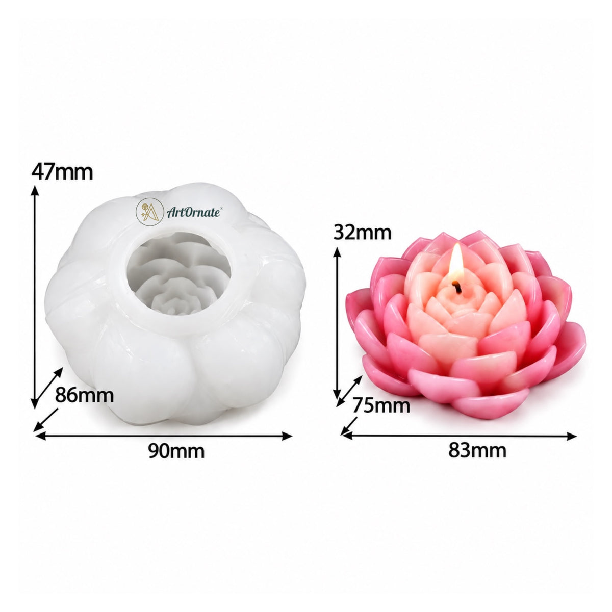 3D Lotus Candle Silicone Mould (HM0041)