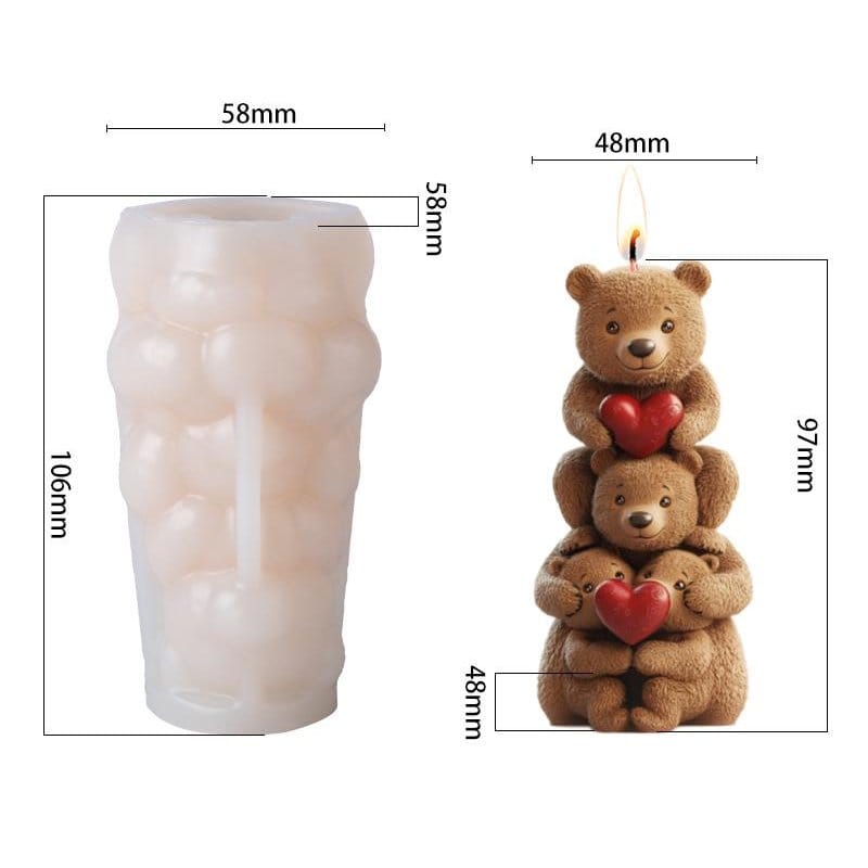 High-quality, durable silicone teddy bear mould for professional candle making and easy demoulding.