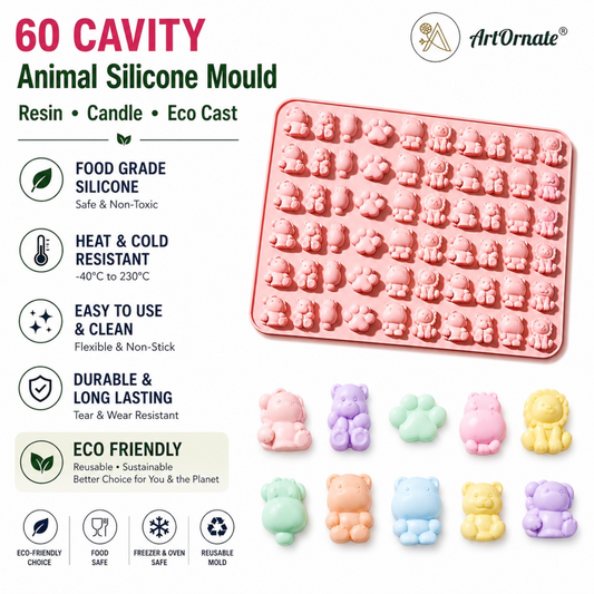 60 Cavity Animal Silicone Mould (ACM035)