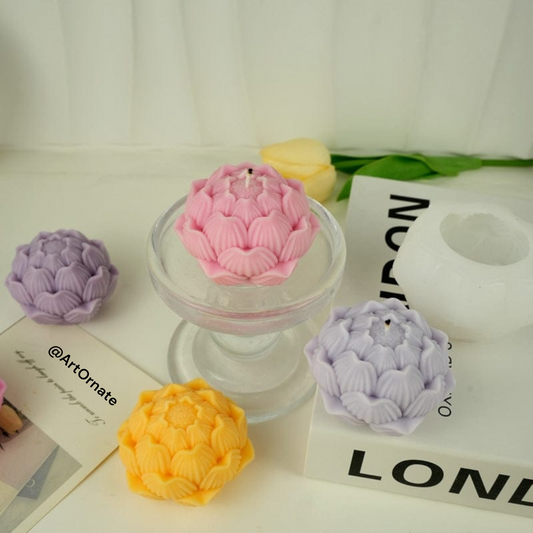Lotus flower candle silicone mould for handmade candle making, premium flexible mould used by professional candle artists in India
