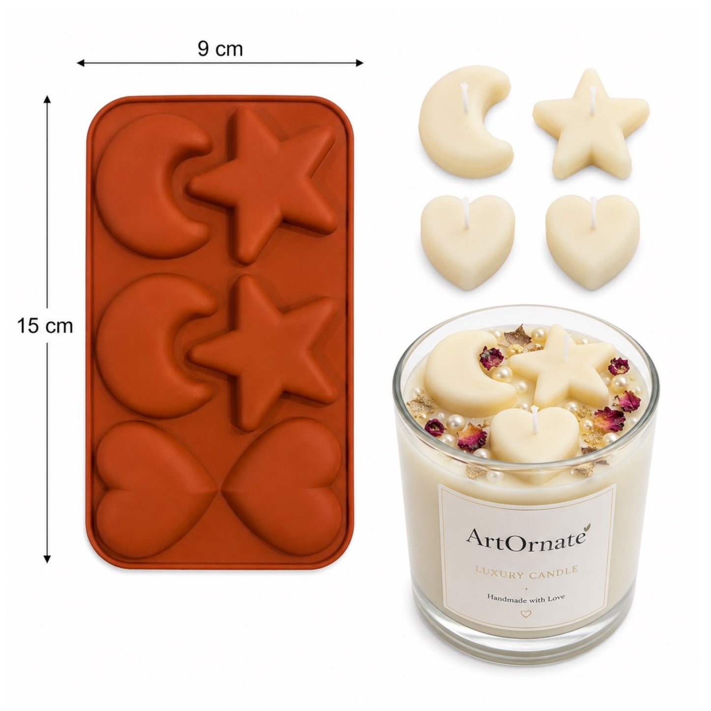 Heart Moon Star Candle Topping Mould