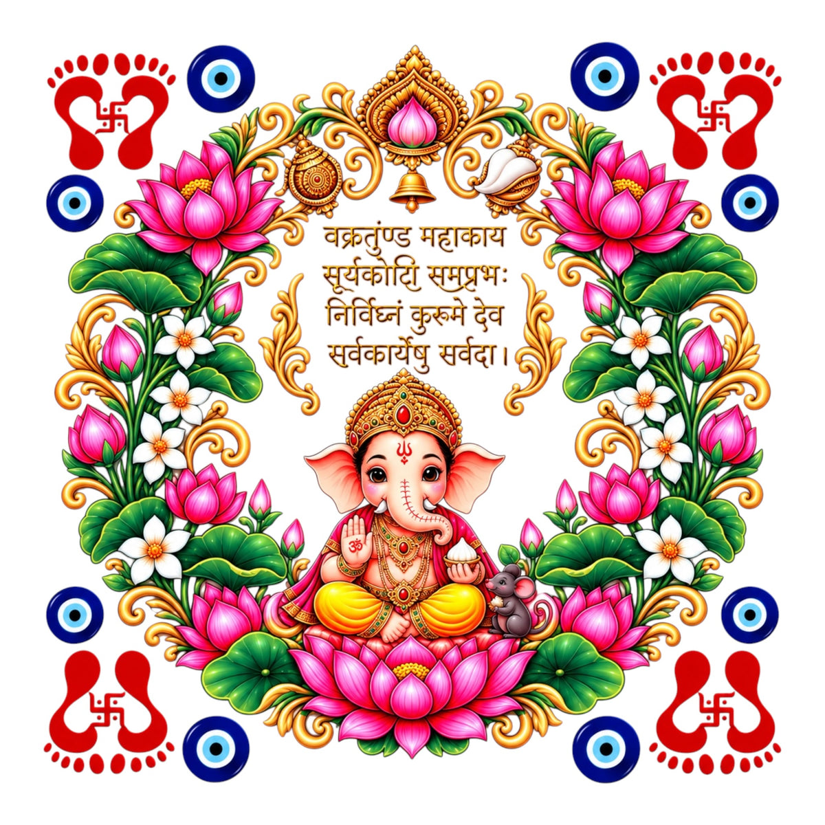 Ganeshji Round UV DTF Sticker UV143 for Pooja Thali, photo frame and festive decor