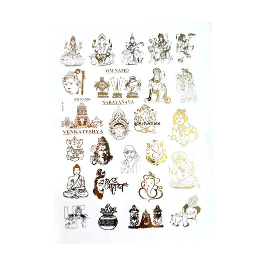 GOD EMBOSSED GOLD METALLIC FOIL STICKER - A4 (GF70)