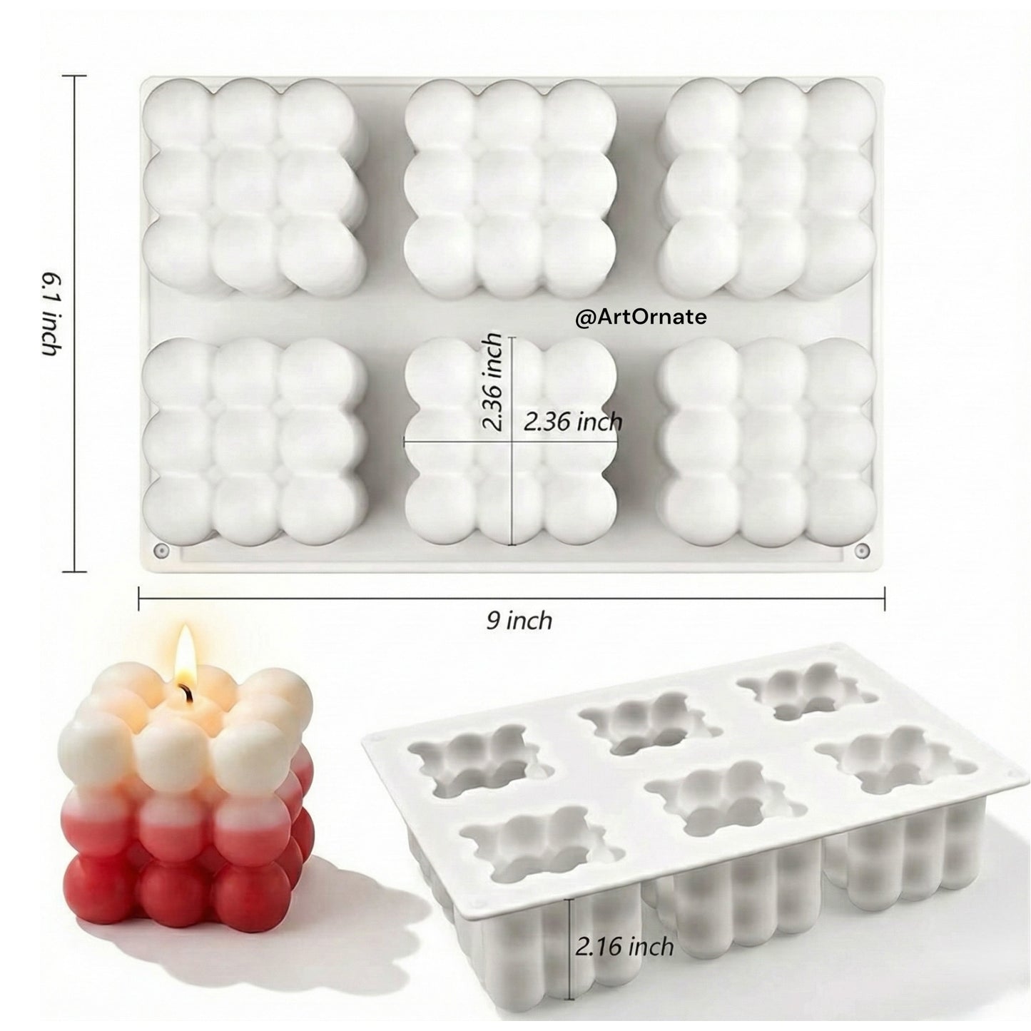 6 cavity bubble candle silicone mould for candle making in India, premium reusable mould for soy and paraffin wax