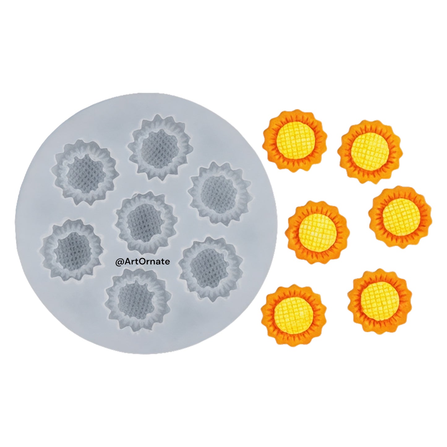 7 Cavity Mini Sunflower Candle Silicone Mould (HM0130)