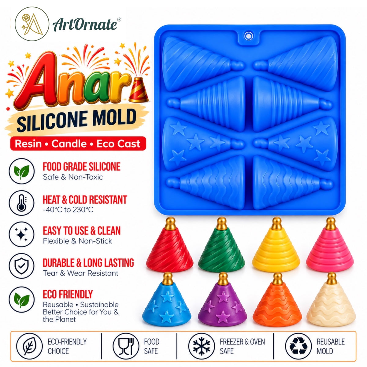 Anar silicone mould by ArtOrnate for Diwali candle making